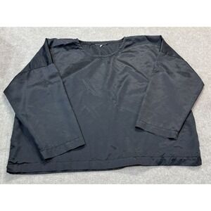 Shirin Guild M Satin Blouse Wool Blend Black Boxy Luxe Capsule